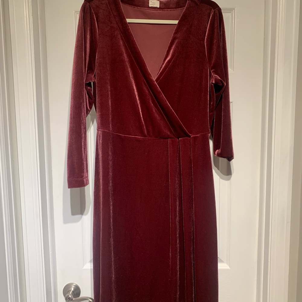 Elegant Burgundy Velvet Wrap Dress